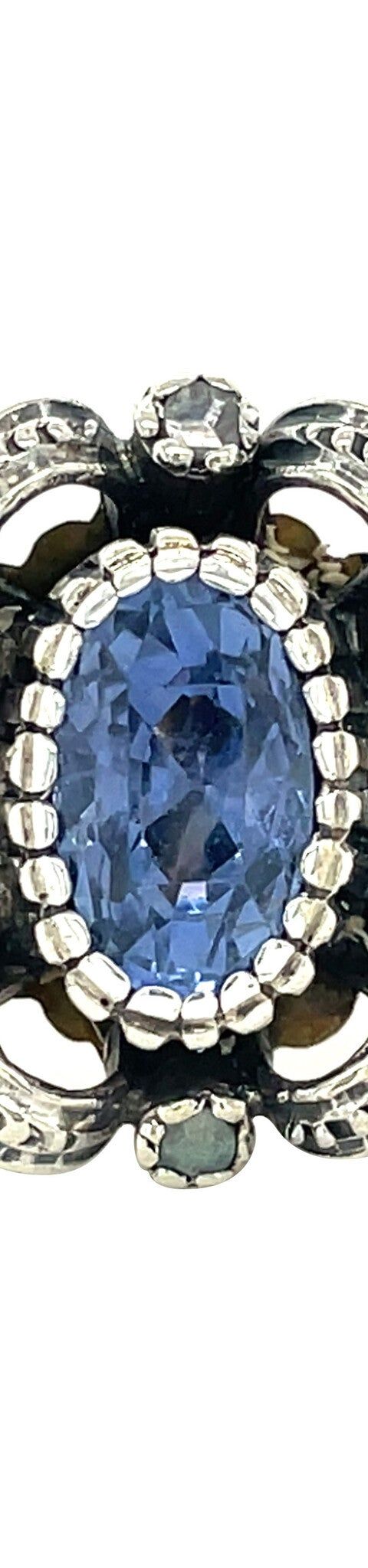 Vintage 14K Gold Ring with Sapphire and Rose Cut Diamond